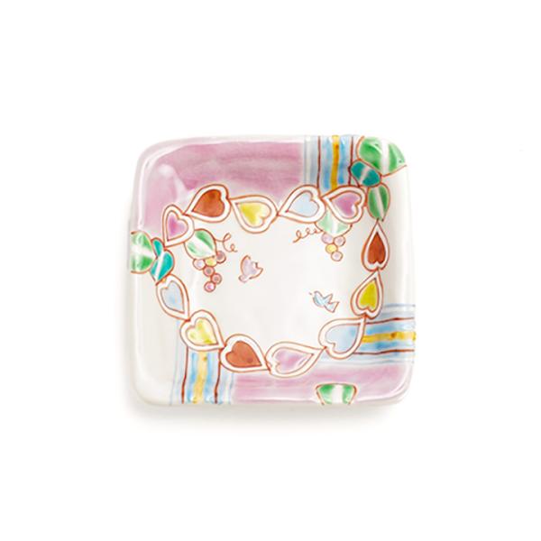 九谷焼 角小皿 ハートピア / 銀舟窯 和食器 皿 人気 ギフト 贈り物