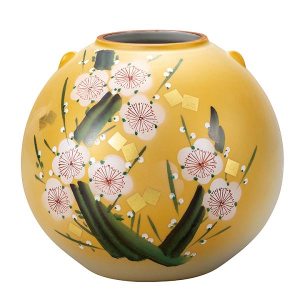 九谷焼 7号花瓶 金箔梅の図 / 山田登陽志 花瓶 花器 人気 ギフト