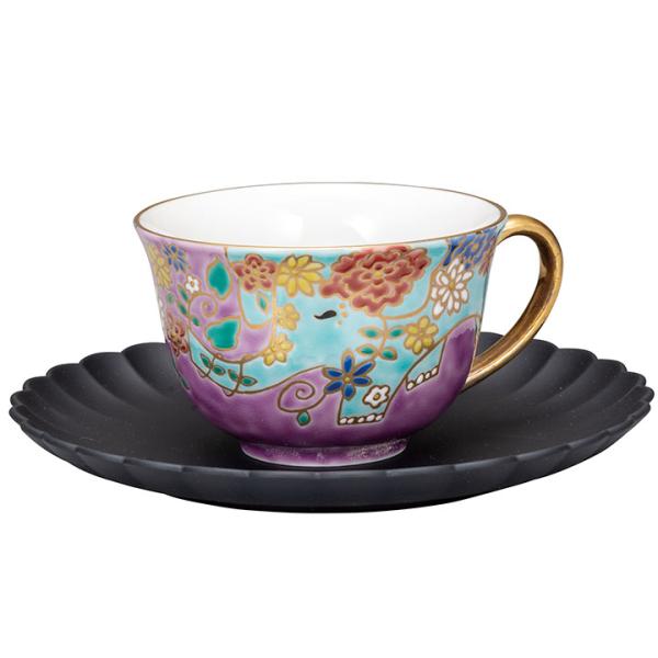 九谷焼 カップ＆ソーサー 碧象（ソーサー山中漆器） コーヒーカップ