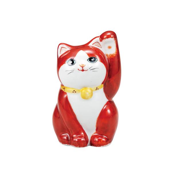 招き猫 九谷焼 朱地金彩 3号 置物 縁起物 九谷焼 3号招き猫 朱地金彩｜ 置物 縁起物 招き猫 人気 ギフト 贈り物