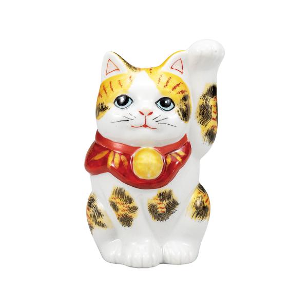 九谷焼 3.3号招き猫 金彩三毛｜ 置物 縁起物 招き猫 人気 ギフト