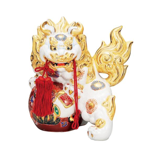 九谷焼 9号宝獅子 白盛（房付）｜ 置物 縁起物 人気 ギフト 贈り物