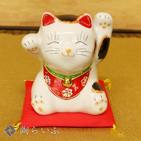 九谷焼 3.5号両手招猫 三毛｜置物 縁起物 招き猫 人気 ギフト お祝い 