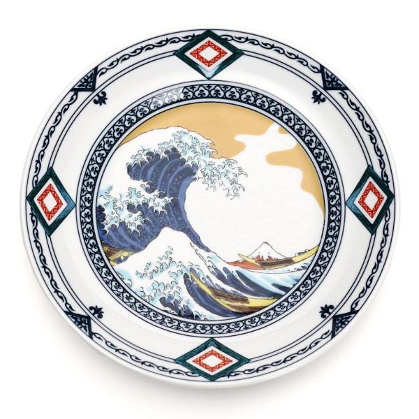 九谷焼 8号皿 染付間取波図 / 青郊窯 ｜ 大皿 盛皿 24cm ギフト 記念品 贈答品 和モダン 日本製