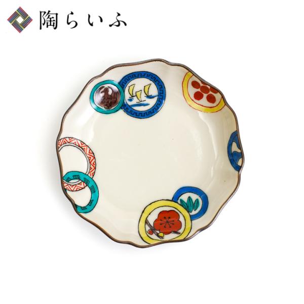 九谷焼 花型小皿 丸紋散らし / KUTANI SEAL クタニシール 和食器 皿 人気 ギフト 内祝い