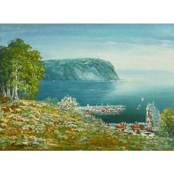 油彩画 洋画 肉筆油絵 F4号 「山水風景 風景画」-4- 特価 : 東欧商事