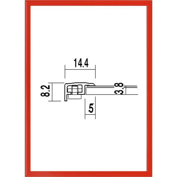 サイズ A1 841X594mmのシート用仕様 本体・PET樹脂(UVカット)・吊金具・開き止め金具・ビニール袋入色 レッド別注可