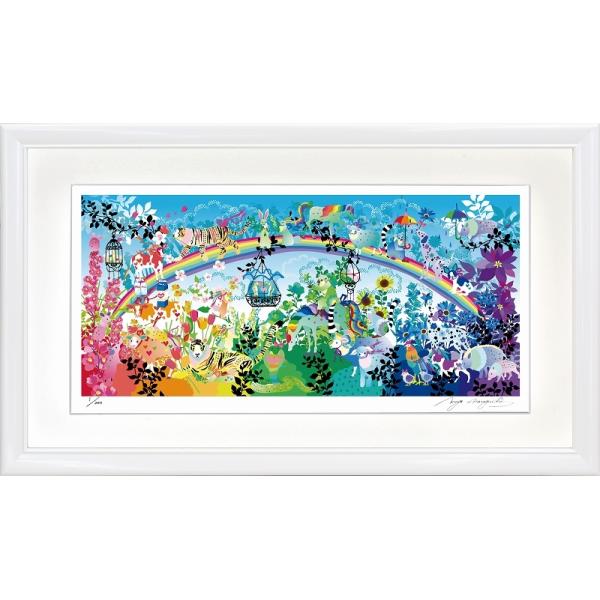 日本の名画 絵画 ジークレー版画 額装絵画 ホラグチカヨ 「巡り巡りまたいつかきっと会える」 630X355mm