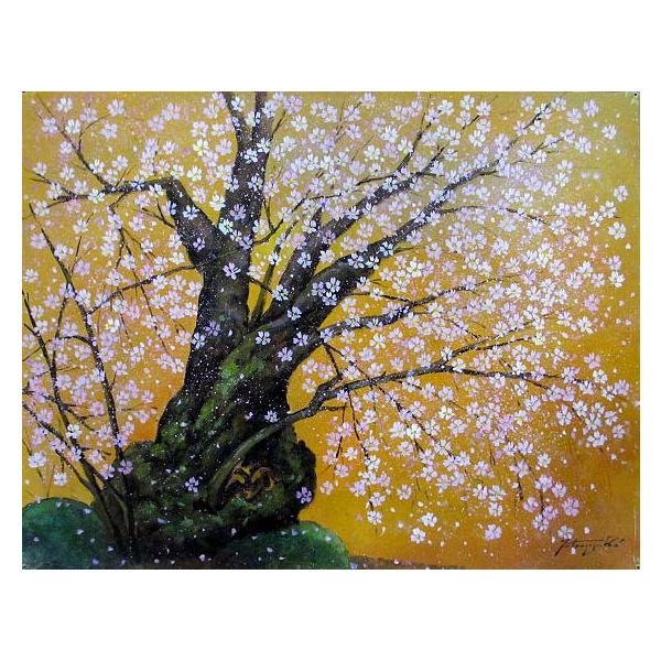 油彩画 洋画 油絵額縁付きで納品対応可  淡墨桜１ 中垣 龍一