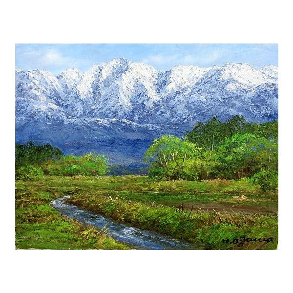 値下げ 油彩画 洋画 肉筆絵画 油絵額縁付きで納品対応可 Wf3サイズ 立山連峰を望む 小川 久雄 自然 風景画 Smartfarmerkenya Com
