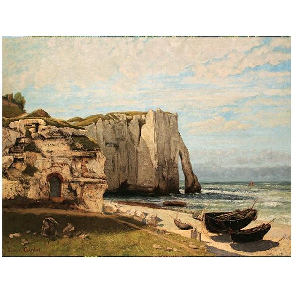 絵画 複製名画 キャンバスアート 世界の名画シリーズ ギュスターヴ・クールベ 「嵐の後のエトルタ崖」 サイズ SM 〜 4号
