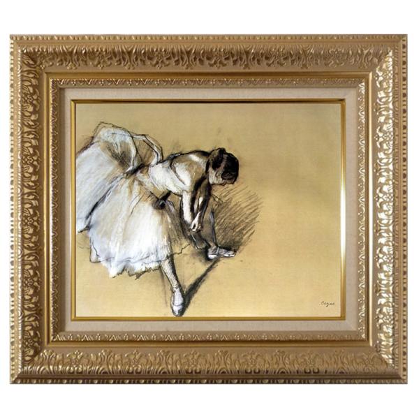 絵画 名画 複製画 額縁付(MJ108N-G) エドガー・ドガ 「靴下を直す踊り子」 F8号 世界の名画シリーズ プリハード