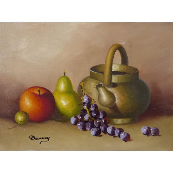 一点もの] 油絵 オリジナル作品 静物画 「柿」F4号-