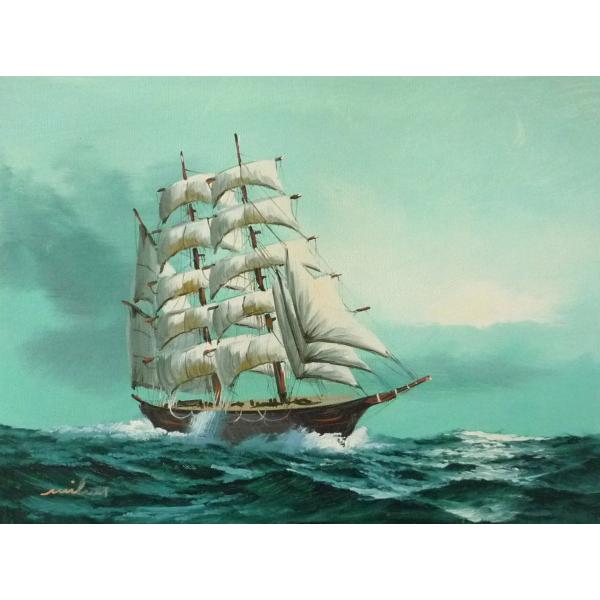 沖縄　帆船　油彩 沖縄帆船油彩