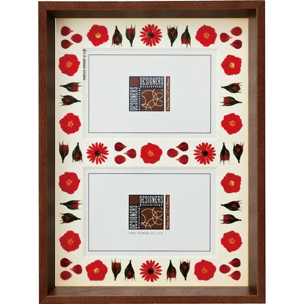 額縁 写真立て 木製フレーム デザイナーズフォトフレーム レッド アレンジ ブラウン 2ウィンドー Yp43 Df 012 11 東欧商事株式会社 通販 Yahoo ショッピング