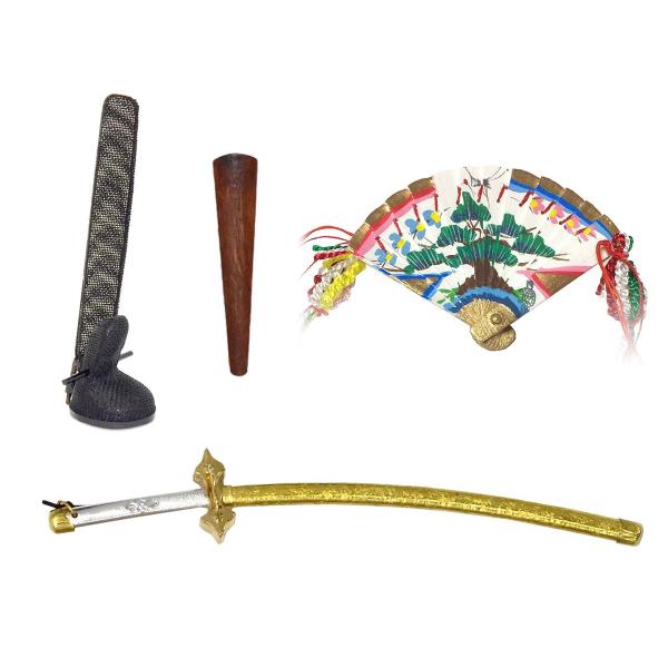 親王小道具 （特上）京十番サイズ 雛人形用 冠・檜扇・笏・太刀セット