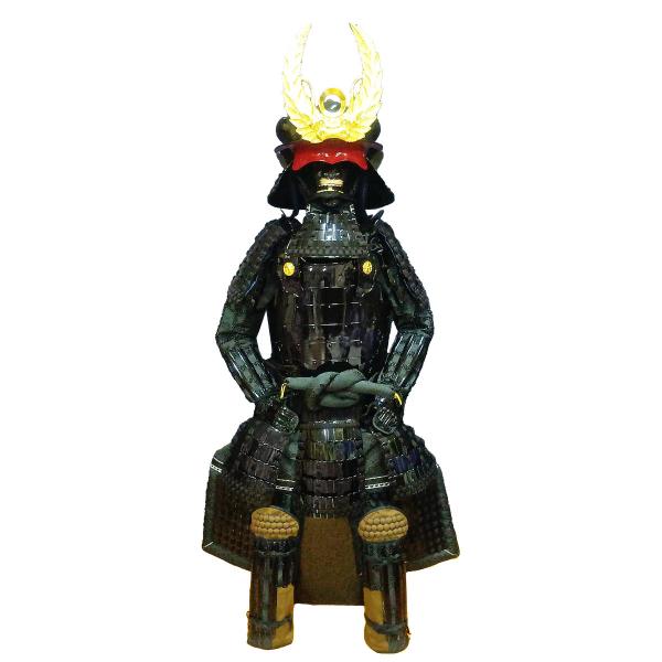 等身大鎧 徳川家康公 大黒頭巾兜 羊歯前立 二枚胴黒小札黒糸縅 ツボ袖 受注生産品