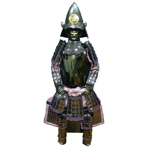 等身大鎧 織田信長公 南蛮兜 織田木瓜前立 南蛮胴黒ブロンズ小札紫糸縅素掛 ツボ袖 受注生産品