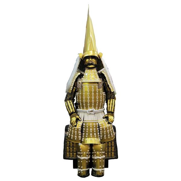 等身大鎧 前田利家公 烏帽子形兜白毛付 二枚胴金小札白糸縅 ツボ袖 受注生産品