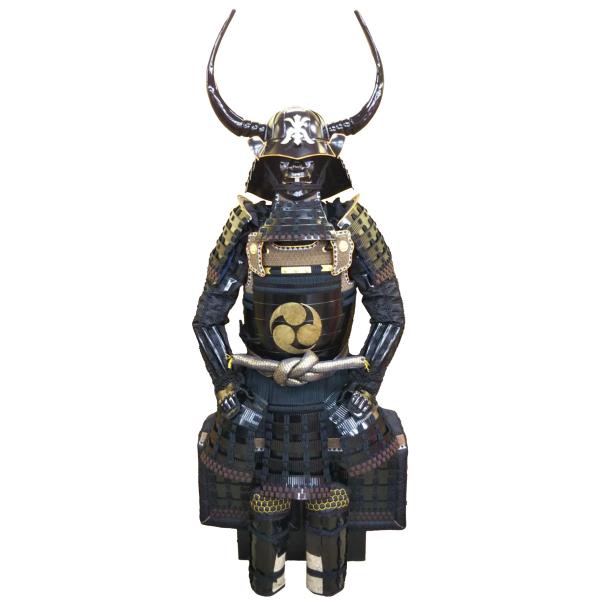 等身大鎧 山本勘助公 阿古陀鉢兜 水牛脇立 二枚胴黒小札黒糸縅 ツボ袖 受注生産品