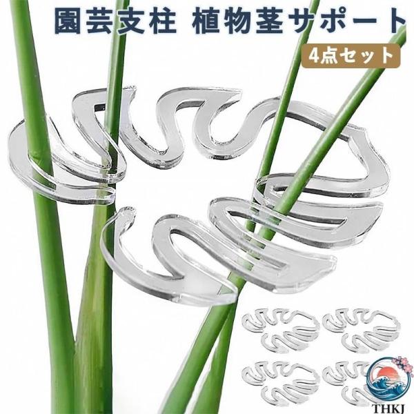園芸支柱 植物茎サポート 4点セット モンステラ 支柱 美しい 透明 植物サポートステーク THKJ 植物をきちんと直立させます 手で調整可能 再利用可能 農業用