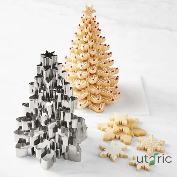 10個セットクッキー型 クリスマス 雪の結晶 クリスマスツリー もみの木 ミルフィーユキット 製菓用品 キッチン お弁当 クッキング抜き型セット ビスケット お菓