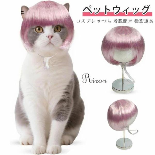 ペットウィッグ 犬 猫 ペット用 帽子 被り物 かつら 犬 猫 ハロウィン カツラ パーマ アフロ おもしろグッズ 変装 変身 撮影道具 出掛け 散歩 着脱簡単 面白い