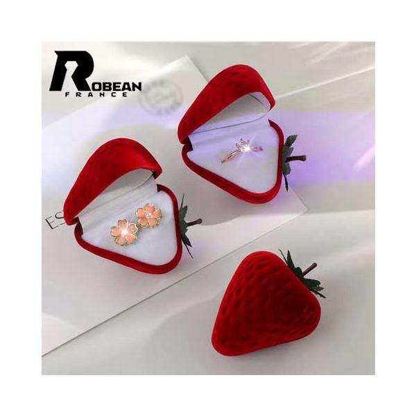 【イチゴモチーフ】★ROBEAN★リングボックス 植毛加工 リアルなイチゴデザインのジュエリーボックス 創意ギフト用  収納 リング ピアス ネックレス 小物入れ