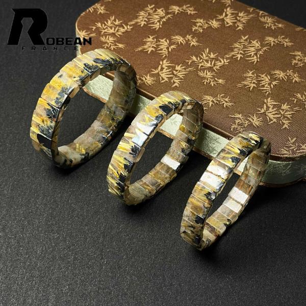 絶賛 EU製★ROBEAN・太陽花タイチンルチルバングル★黄金針水晶 ゴールド ブレスレット パワーストーン アクセサリー レディース メンズ