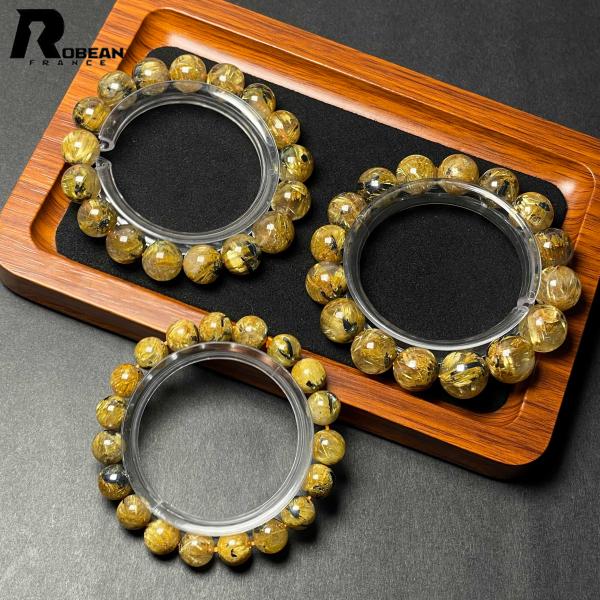 上級 EU製★ROBEAN・太陽花タイチンルチル★黄金針水晶 金運 開運 ゴールド ブレスレット パワーストーン アクセサリー レディース メンズ