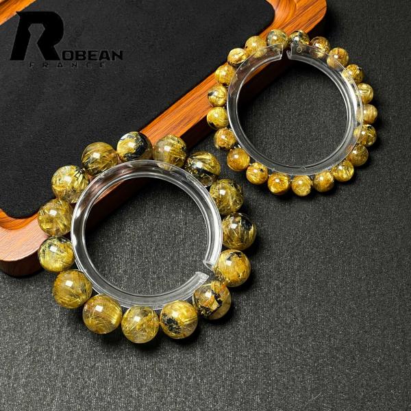 レア EU製★ROBEAN・太陽花タイチンルチル★黄金針水晶 金運 開運 ゴールド ブレスレット パワーストーン アクセサリー レディース メンズ