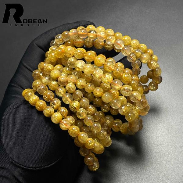 上級 EU製 ★ROBEAN・極!極満針ルチルクォーツ★ブレスレット パワーストーン 天然石 綺麗 金運 お守り アクセサリー レディース メンズ