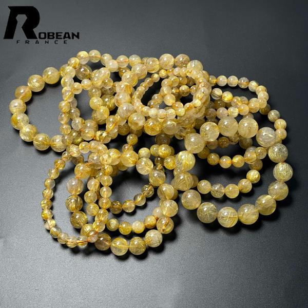 希少 EU製 ★ROBEAN・極!極満針ルチルクォーツ★ブレスレット パワーストーン 天然石 綺麗 金運 お守り アクセサリー レディース メンズ