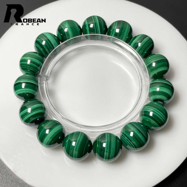 絶賛 EU製★ROBEAN・マラカイト★ブレスレット パワーストーン 天然石 孔雀石 綺麗 お守り ギフト 13.7-14.4mm L0311212