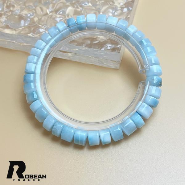 高級 EU製★ROBEAN・ドミニカ共和国産のラリマー★ パワーストーン ボタンブレス 天然石 開運 金運 綺麗 7.6-8.2mm K0416606