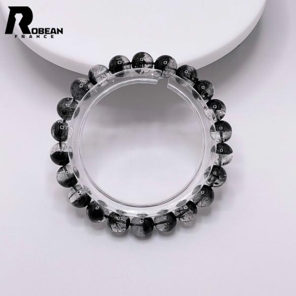 上級 EU製★ROBEAN・ブラックルチルクォーツ★黒針水晶 ブレスレット パワーストーン 金運 天然石 原石 8.3-8.8mm M0423039