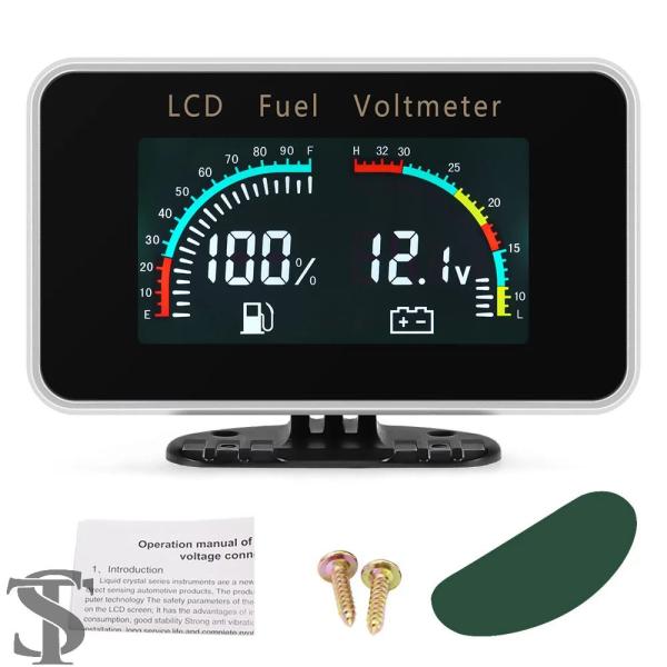 並行輸入品 2IN1 液晶車デジタル燃料レベルゲージ + 電圧計 12V 24V