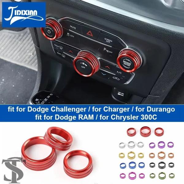 並行輸入品 カーエアコンオーディオスイッチノブ装飾リングダッジチャレンジャー用チャージャー用RAMデュランゴ用クライスラー300C
