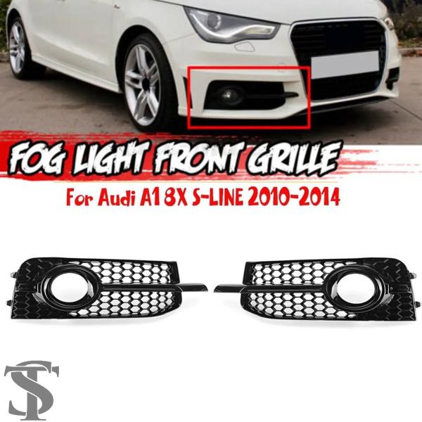 並行輸入品 ペアフロントバンパーフォグランプグリルアウディ A1 8X S-LINE / S1 2010-2014 ハニカムメッシュフォグライトフード 8X08