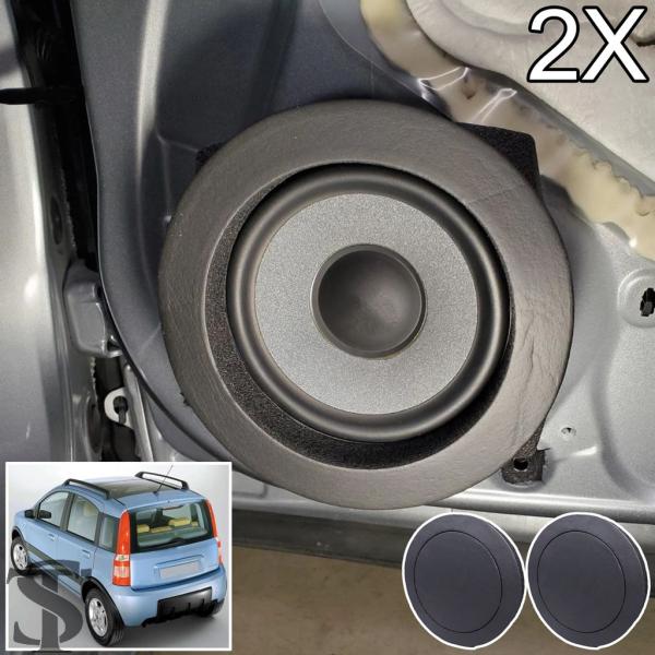 並行輸入品 2X スピーカーリング低音ドアトリムサウンドオーディオ絶縁 6.5 インチフィアットパンダ 169 MK3 2004 2005 2006 2007 