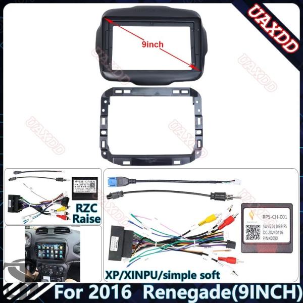 並行輸入品 ジープ 2016 レネゲード 9 インチカーラジオ ステレオオーディオ画面マルチメディアビデオプレーヤーナビゲーションケーブルハーネスフレーム