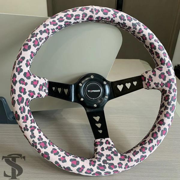 並行輸入品 スタイル 350MM ピンクハートステアリングホイール