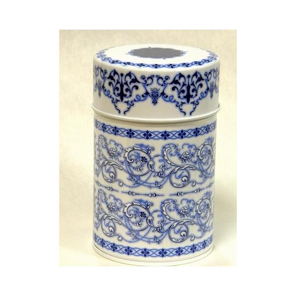 茶葉　１００ｇ入りますサイズ　直径７４ｍｍ×高さ１２０ｍｍ素敵な茶葉保存缶です　思わずさわりたくなるデザインです金属素材で出来ていますが、見た目は陶器のような感覚触ったときにも滑らかな感触を感じることが出来ます