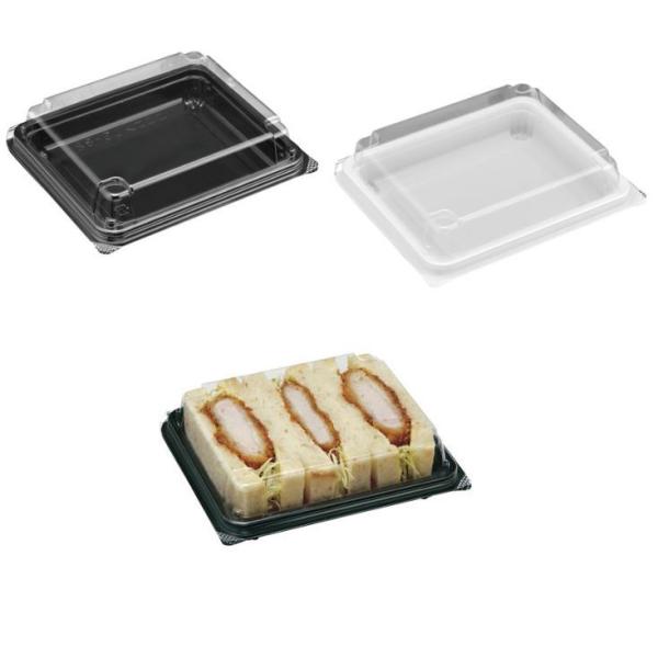 ■様々なサンドウィッチにぴったりはまる個性引き立つパッケージ■３分の１にカットしたサンドウィッチが３ピース入るサンドウィッチケースです【メーカー】スミ（株）【本体規格】幅144×奥行125×本体の高さ21（蓋セット時のフランジ部を除いた蓋の...