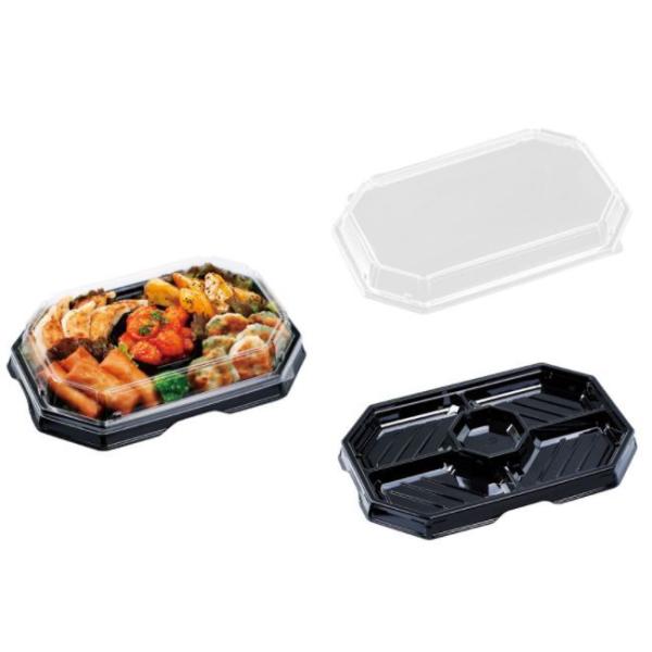 ■重厚感のある八角型オードブル容器で、ハカマ形状と足ぐりが高級感を演出■蓋の形状を内落としにすることにより水滴もれを抑制【メーカー】エフピコ【本体サイズ】378×249×38ｍｍ【ふたサイズ】370×241×39ｍｍ【入数】本体・ふた 10...