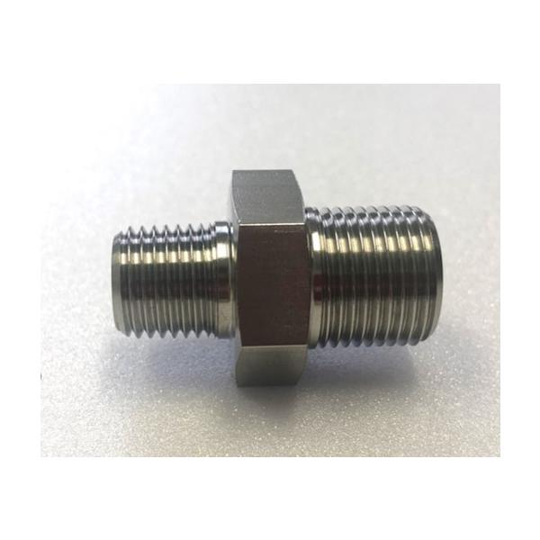 ★形状異径ストレートタイプアダプタ★材質ステンレス製　★接続ネジ種類G×R★管接続口径G1/4×R1/8★圧力35MPa★用途油圧機器、油圧配管、水配管他に接続