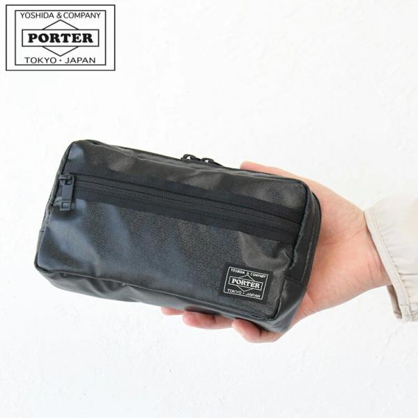 PORTER ストライプ ブラックポーチ 654-07078-02.jpg