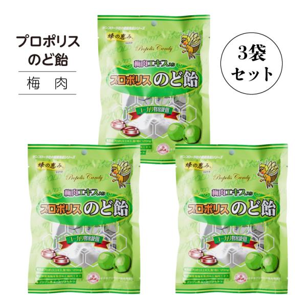 梅肉エキス入りプロポリス入りのど飴 80g × 3袋 キャンディー サンフローラ