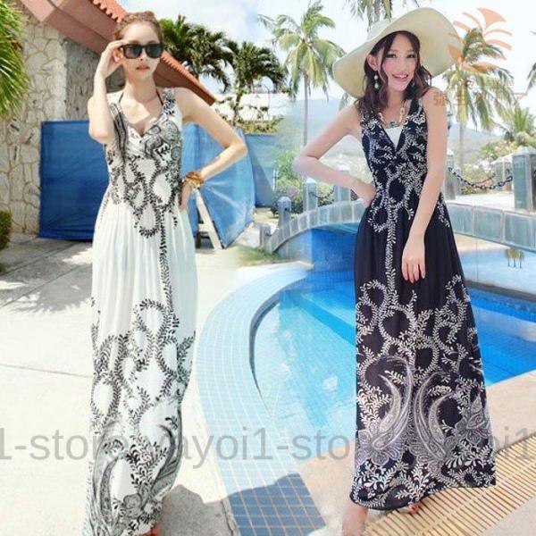 マキシワンピース リゾートワンピ 夏ワンピース 大人 可愛い 花