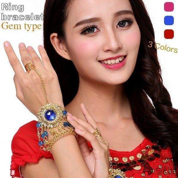 ハンドアクセサリー 両手ペア ベリーダンスブレスレット フラダンス アラジン 腕飾り ブレスレット リストバンド インド ベリーダンスアクセサリー